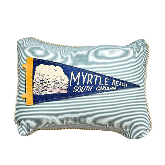 South Carolina Myrtle Beach Vintage Pennant on New Woven Throw Pillow