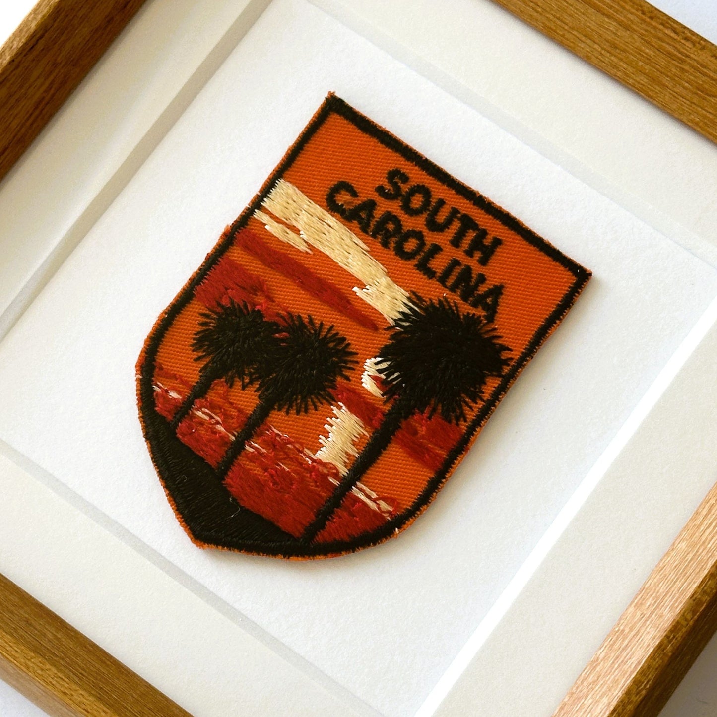 South Carolina Palm Trees Sunset Vintage Framed Travel Patch