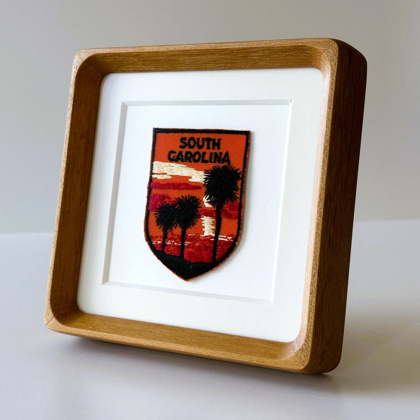 South Carolina Palm Trees Sunset Vintage Framed Travel Patch