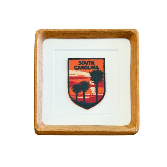 South Carolina Palm Trees Sunset Vintage Framed Travel Patch