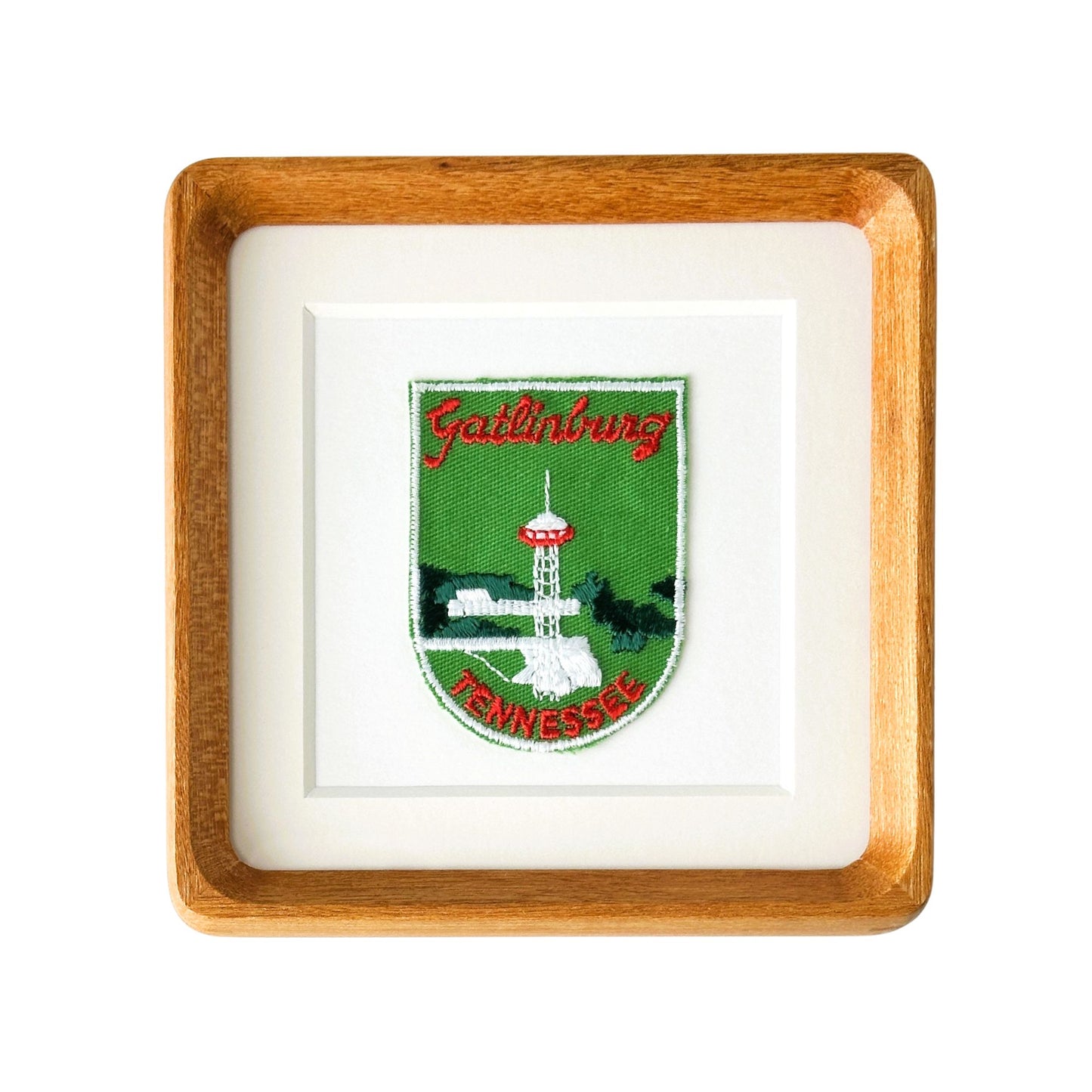 Tennessee Gatlinburg Vintage Patch Wood Framed