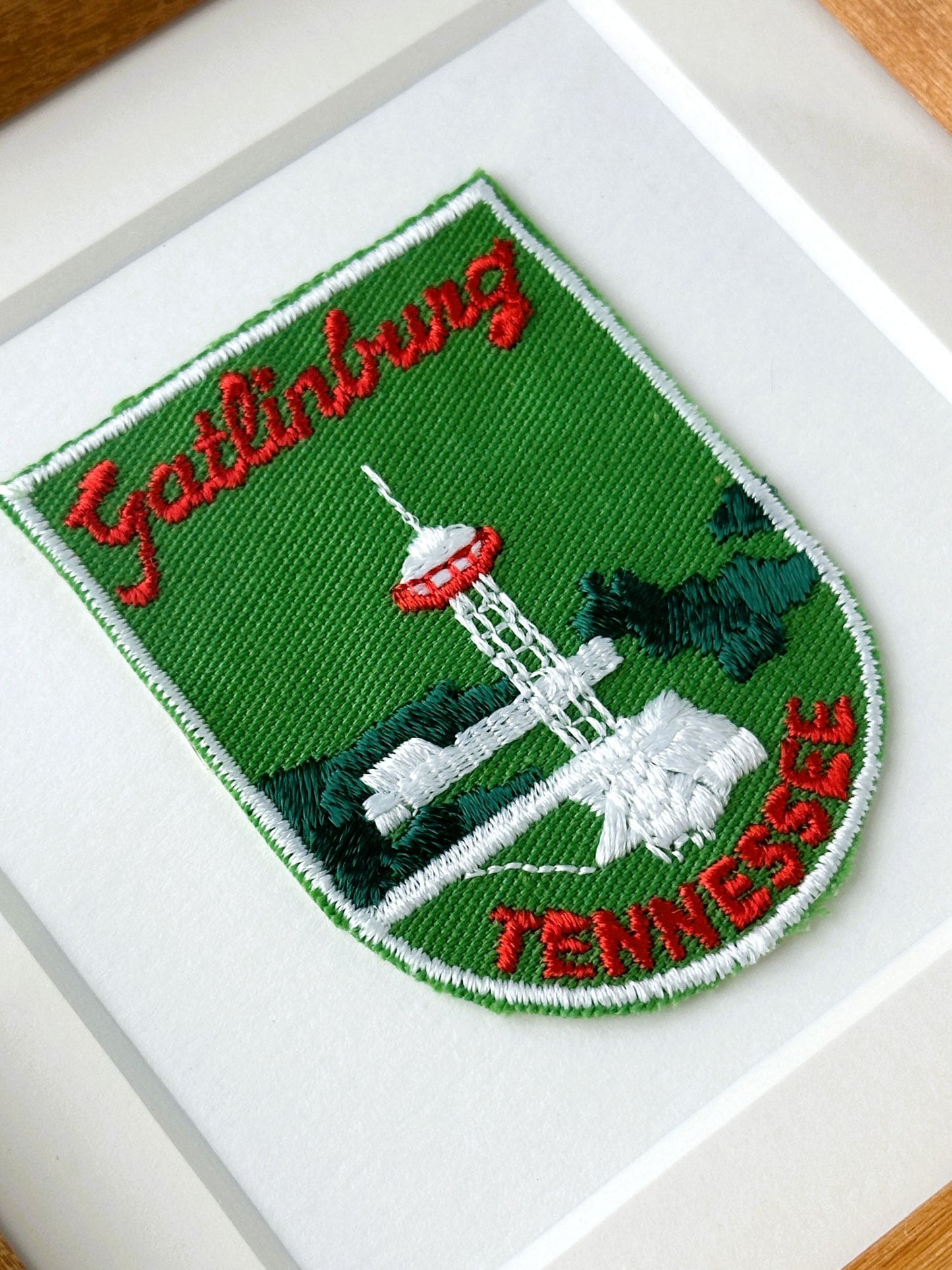 Tennessee Gatlinburg Vintage Patch Wood Framed