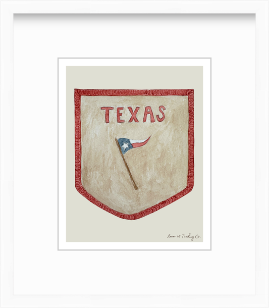 Texas Vintage Road Trip Patch in Watercolor by Nikki Degn Giclee Art Print