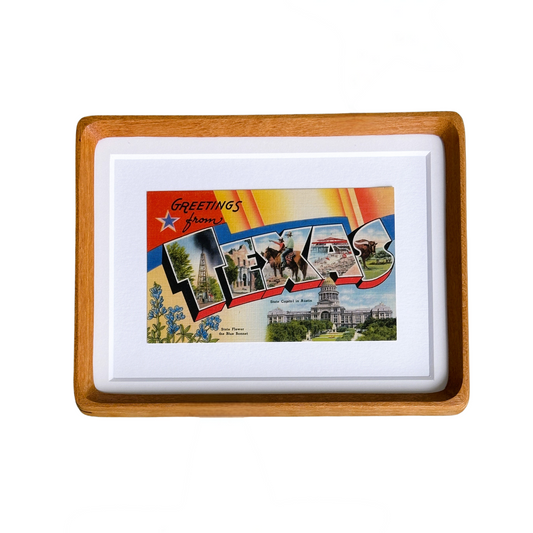 Texas Vintage Framed Postcard, Greetings from Texas