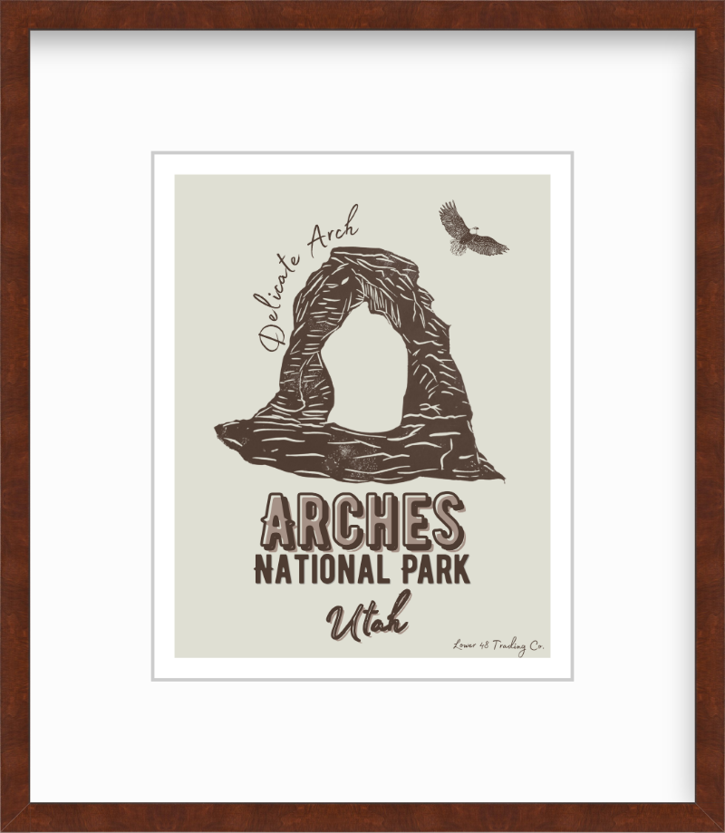 Utah Arches National Park Delicate Arch Block Print Art Poster Giclee Travel Print
