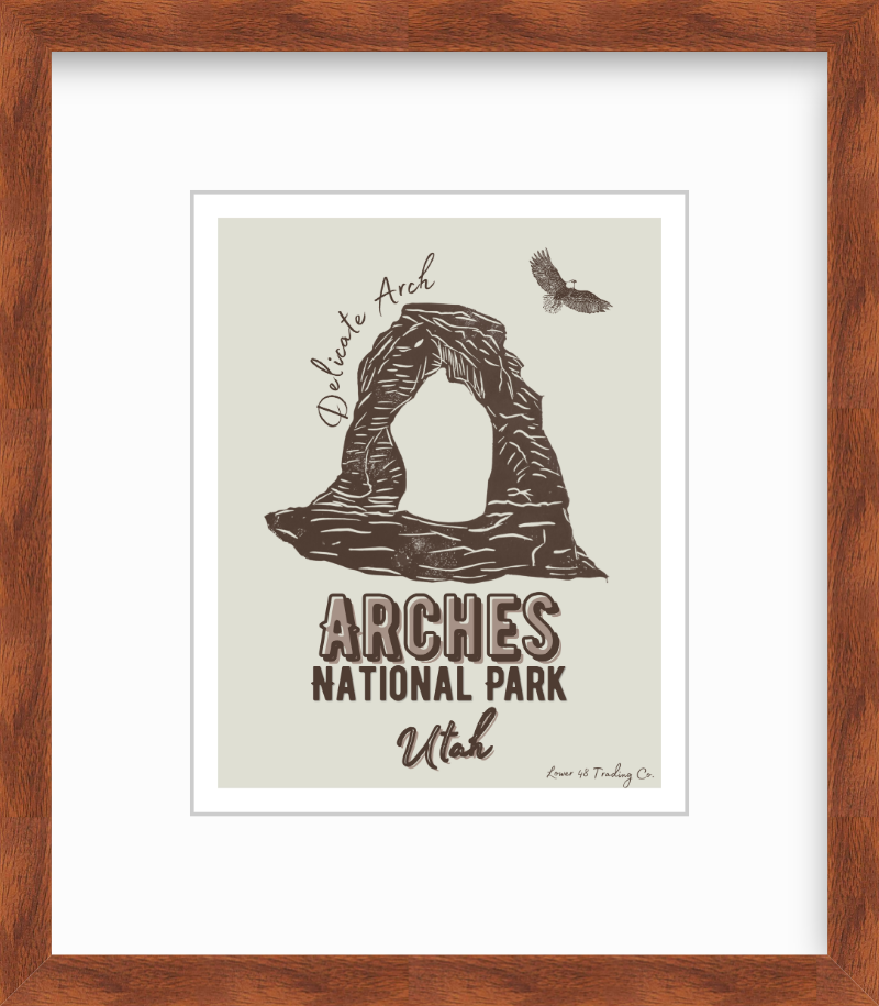 Utah Arches National Park Delicate Arch Block Print Art Poster Giclee Travel Print