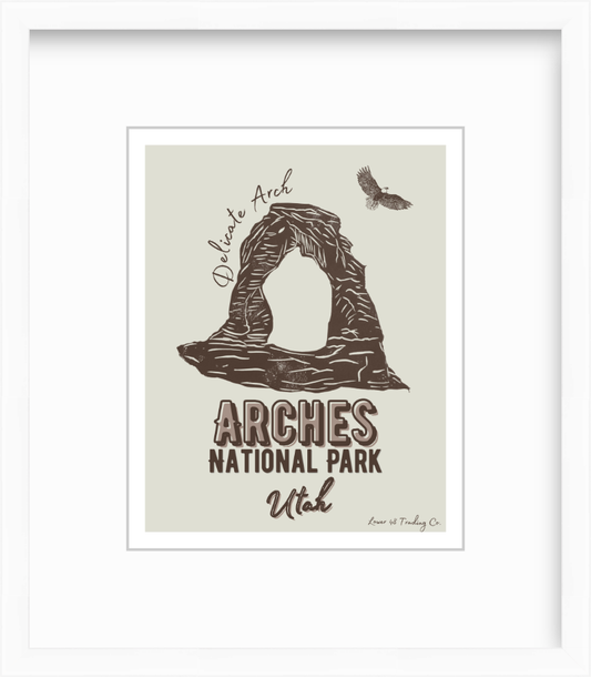 Utah Arches National Park Delicate Arch Block Print Art Poster Giclee Travel Print