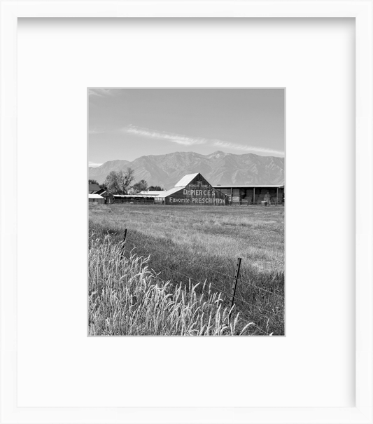 Utah Cache Valley Barn Black and White Giclee Print