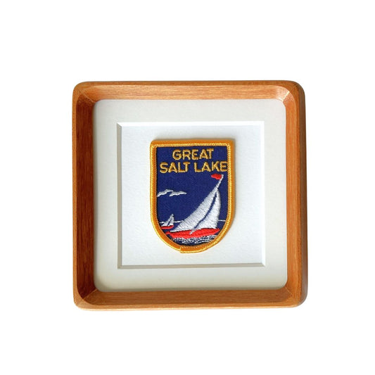 Utah Great Salt Lake Sailboat Vintage Patch Wood Framed