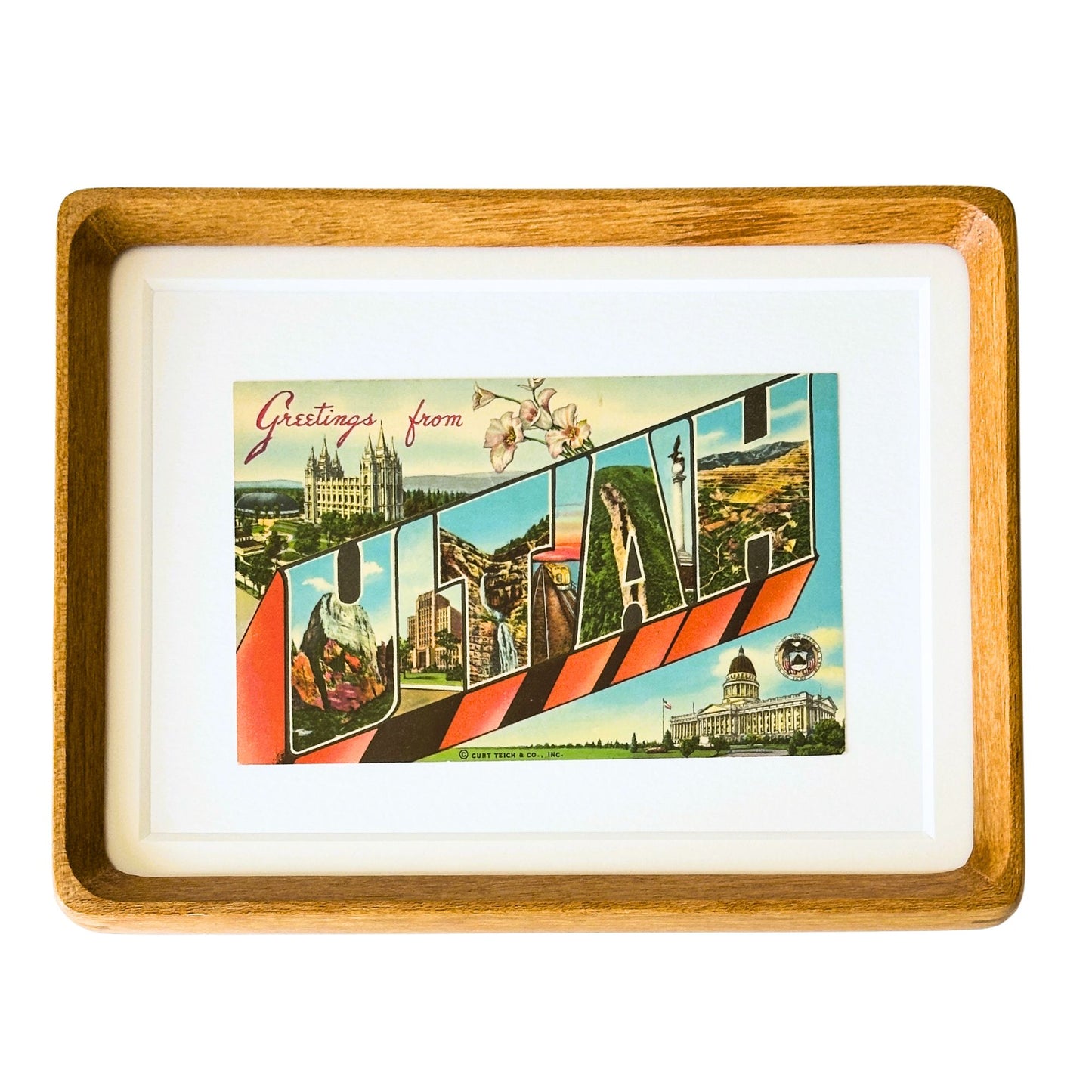 Utah Vintage Framed Postcard, Greetings from Utah
