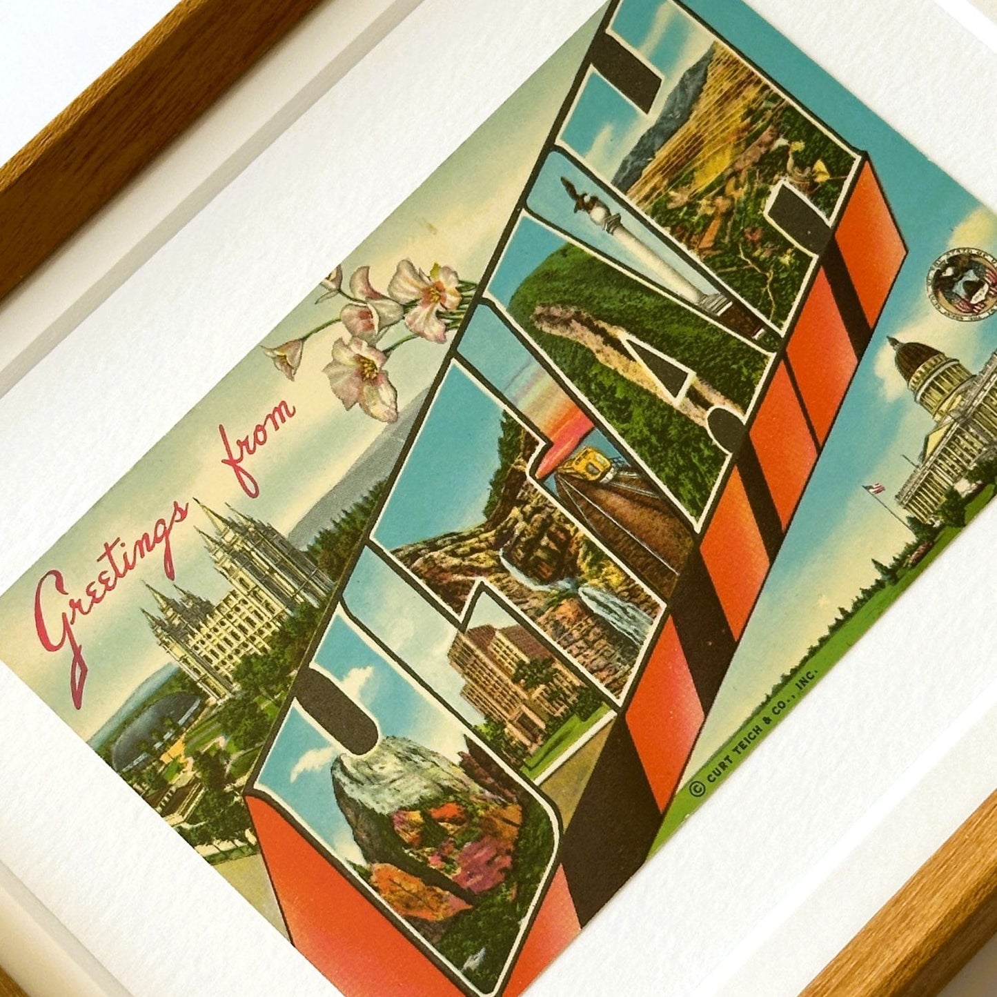 Utah Vintage Framed Postcard, Greetings from Utah