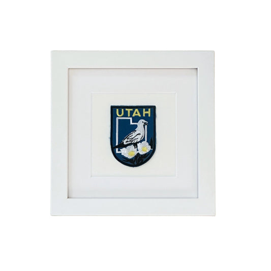 Utah Framed Vintage Travel Patch, State Bird and Flowers
