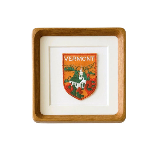 Vermont Fall Church Scene Framed Vintage Travel Patch