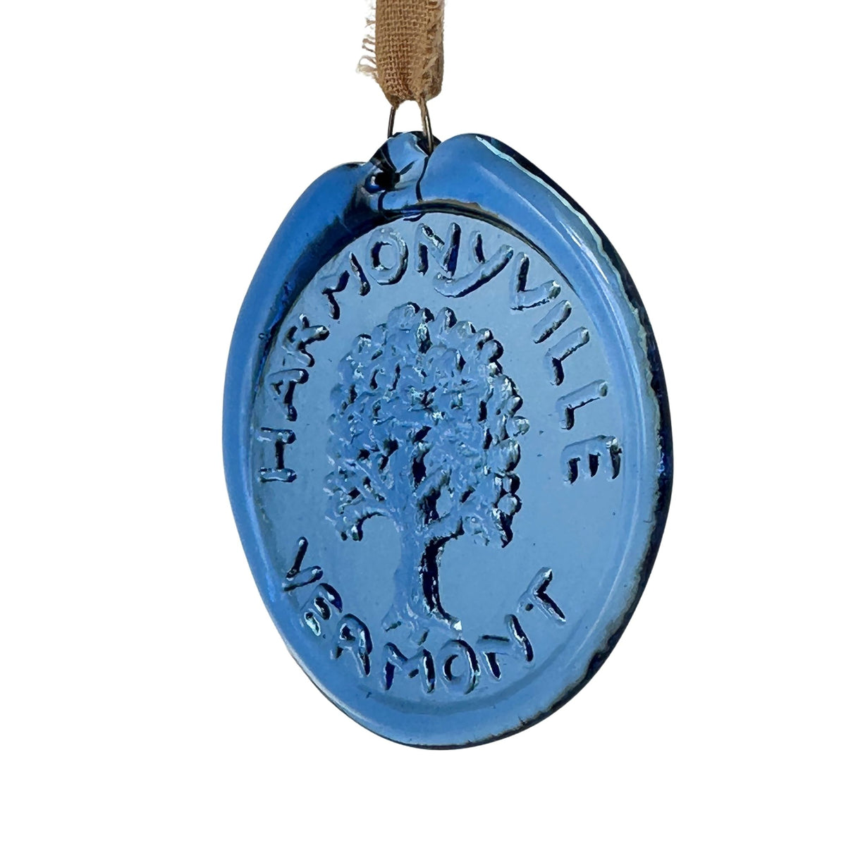 Vermont Harmonyville Tree Cobalt Blue Vintage 1977 Sun Catcher Ornament