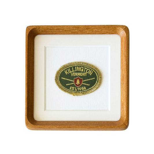 Vermont Killington Green and Gold Vintage Travel Patch Wood Framed