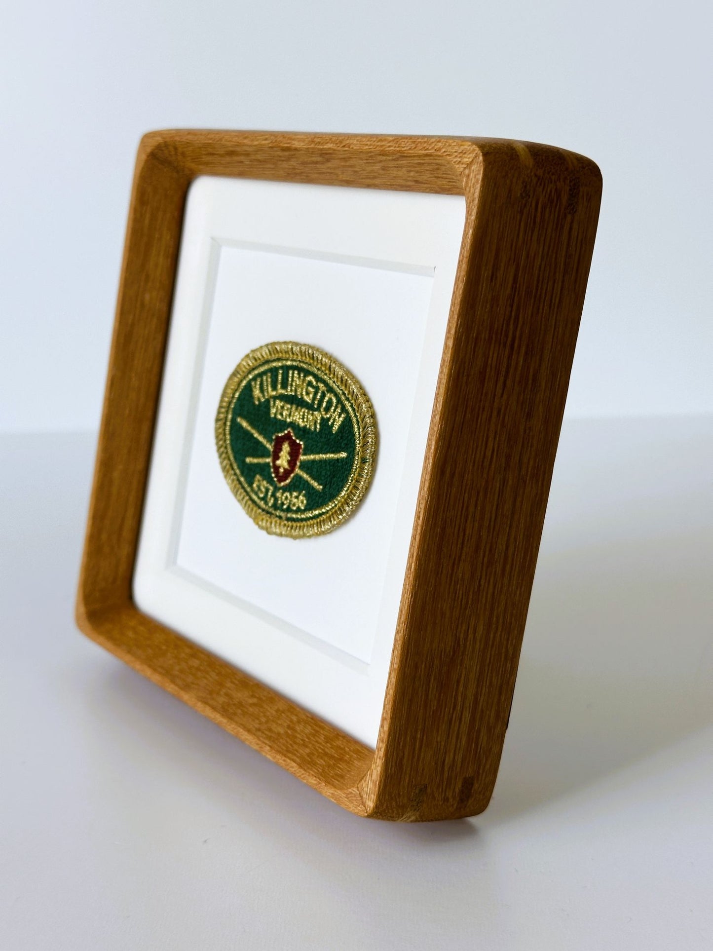 Vermont Killington Green and Gold Vintage Travel Patch Wood Framed
