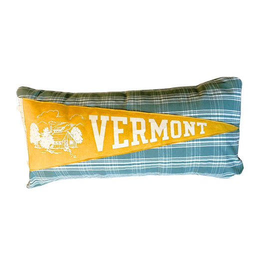 Vermont Large Vintage Pennant on New Woven Throw Pillow