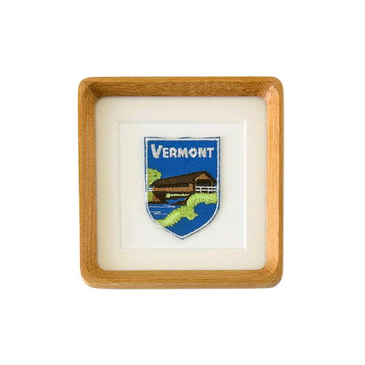 Vermont Covered Bridge Vintage Framed Travel Patch
