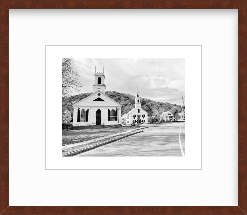 Vermont Newfane Churches New England Giclee Travel Print