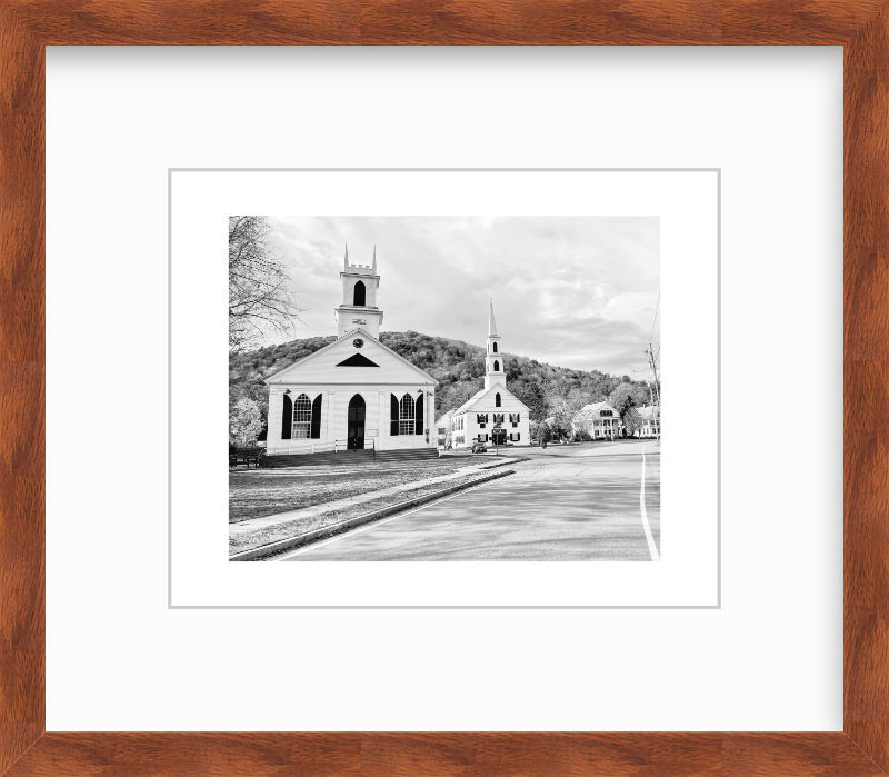 Vermont Newfane Churches New England Giclee Travel Print