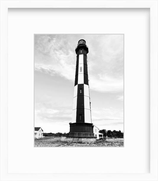 Virginia Cape Henry Lighthouse Virginia Beach Black and White Giclee Travel Print