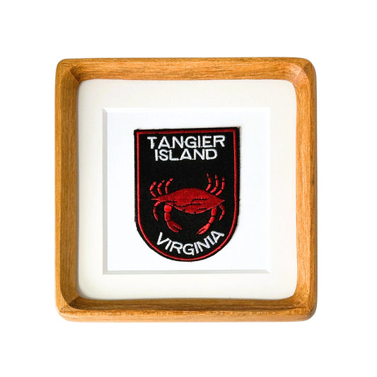 Virginia Chesapeake Bay Tangier Island Red Crab Vintage Patch Wood Framed