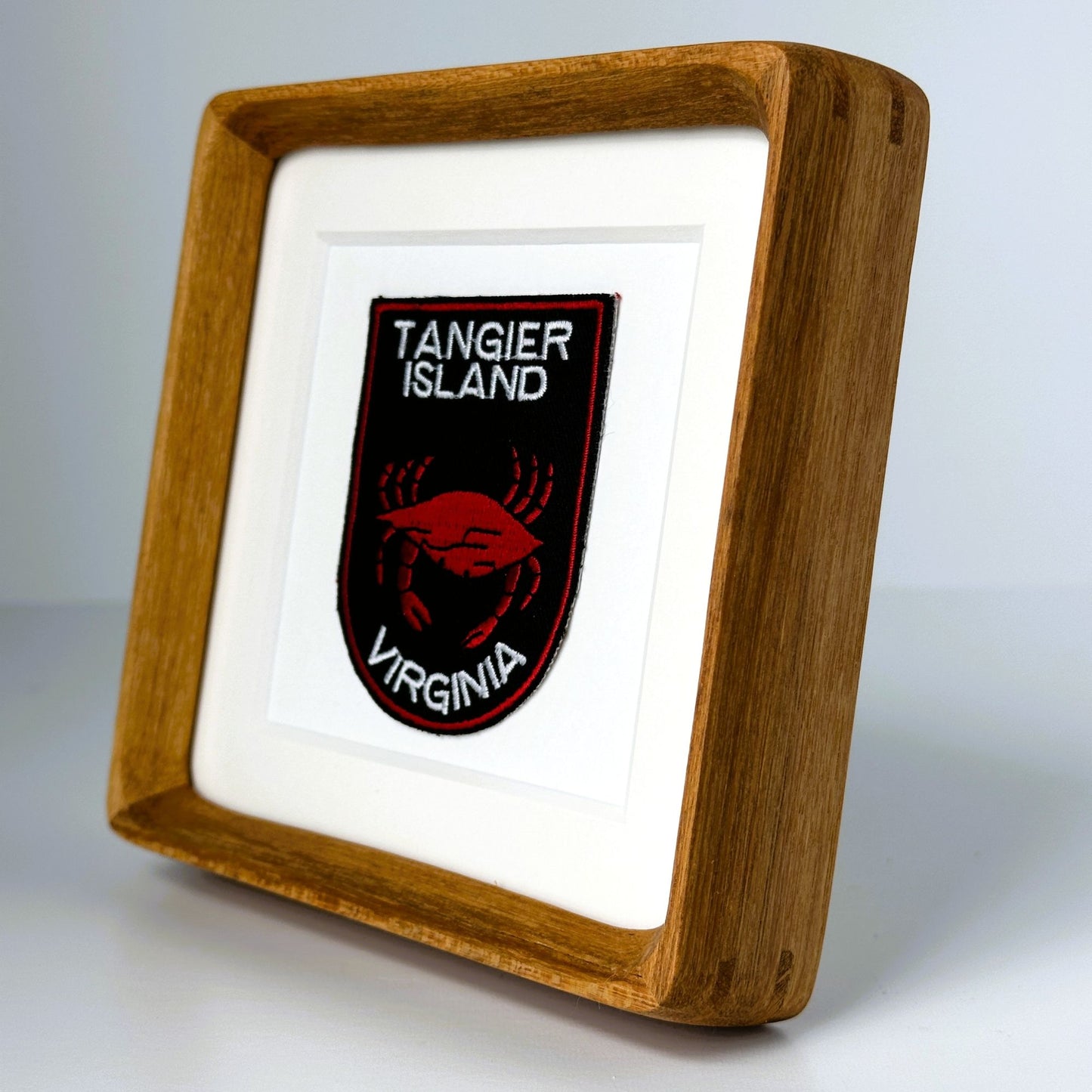 Virginia Chesapeake Bay Tangier Island Red Crab Vintage Patch Wood Framed