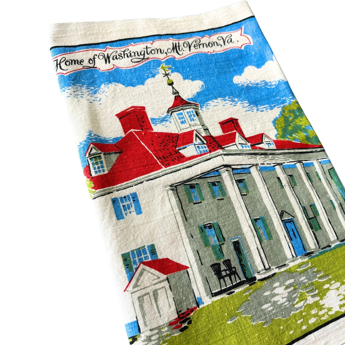 Virginia Mount Vernon Vintage 1960's Hand Printed Kay Dee Linen 30x16 inches READY TO FRAME