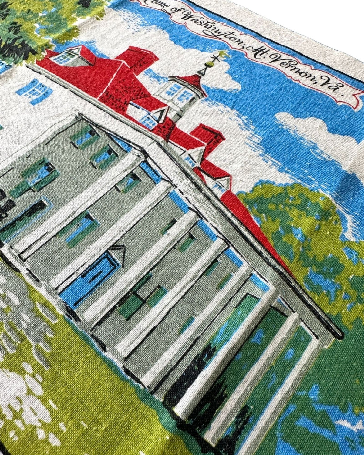 Virginia Mount Vernon Vintage 1960's Hand Printed Kay Dee Linen 30x16 inches READY TO FRAME