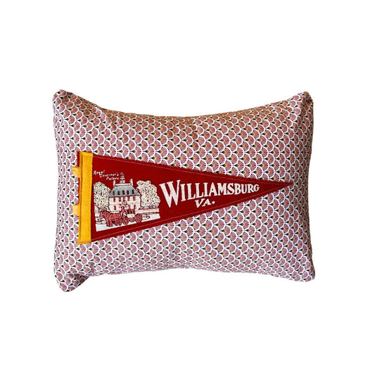 Virginia Williamsburg Vintage Pennant on New Woven Fabric Throw Pillow