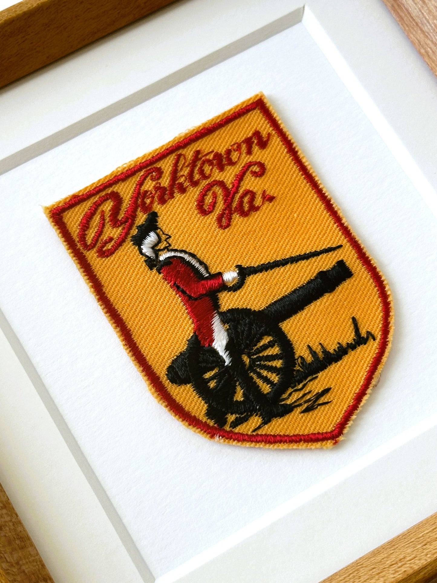 Virginia Yorktown Cannon Redcoat Vintage Patch Wood Framed