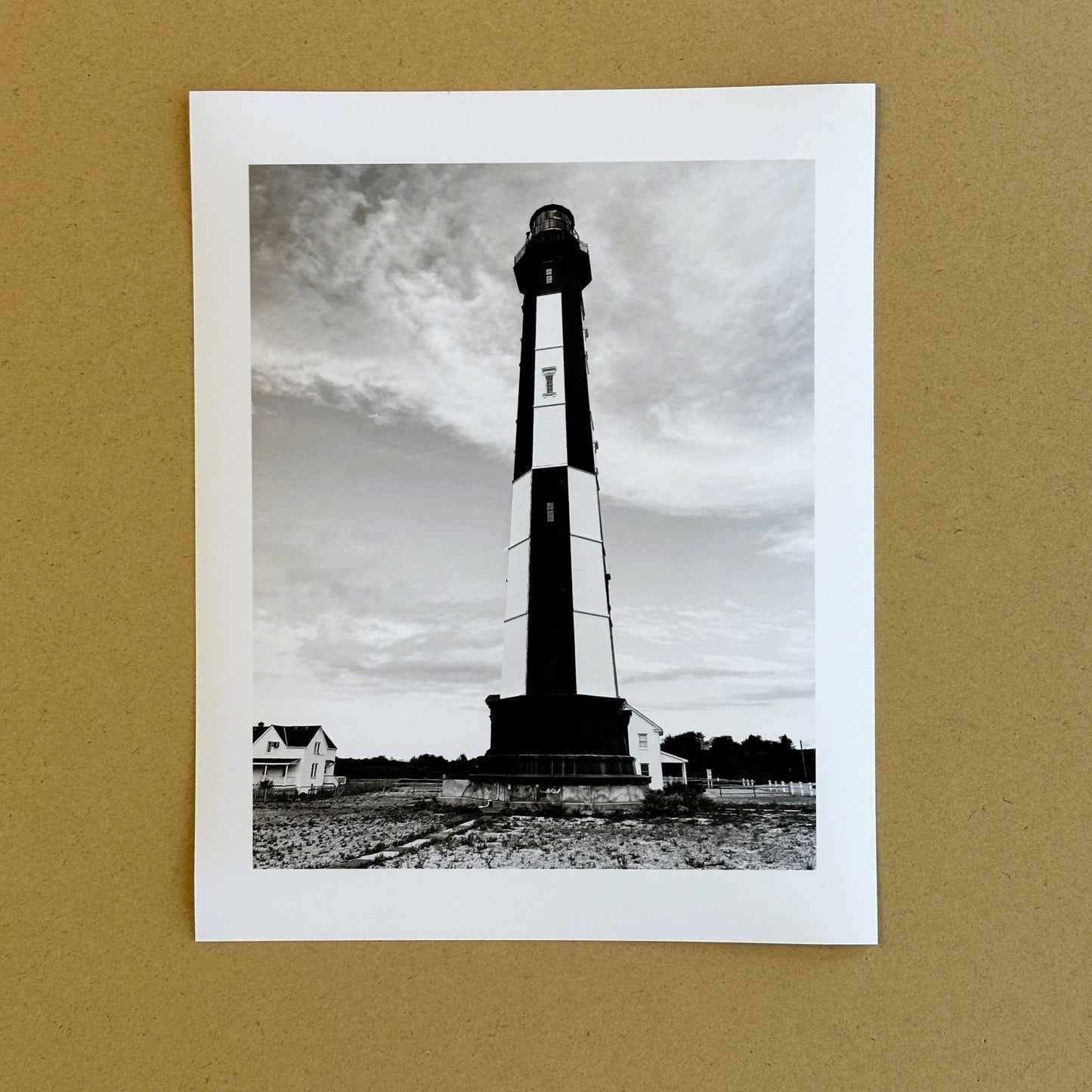 Virginia Cape Henry Lighthouse Virginia Beach Black and White Giclee Travel Print