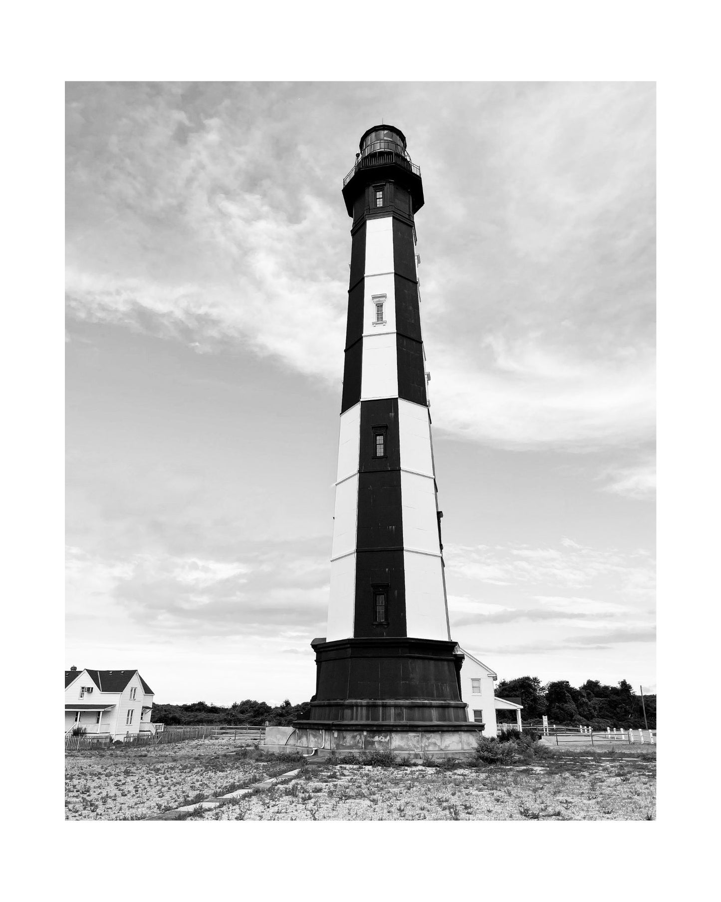 Virginia Cape Henry Lighthouse Virginia Beach Black and White Giclee Travel Print