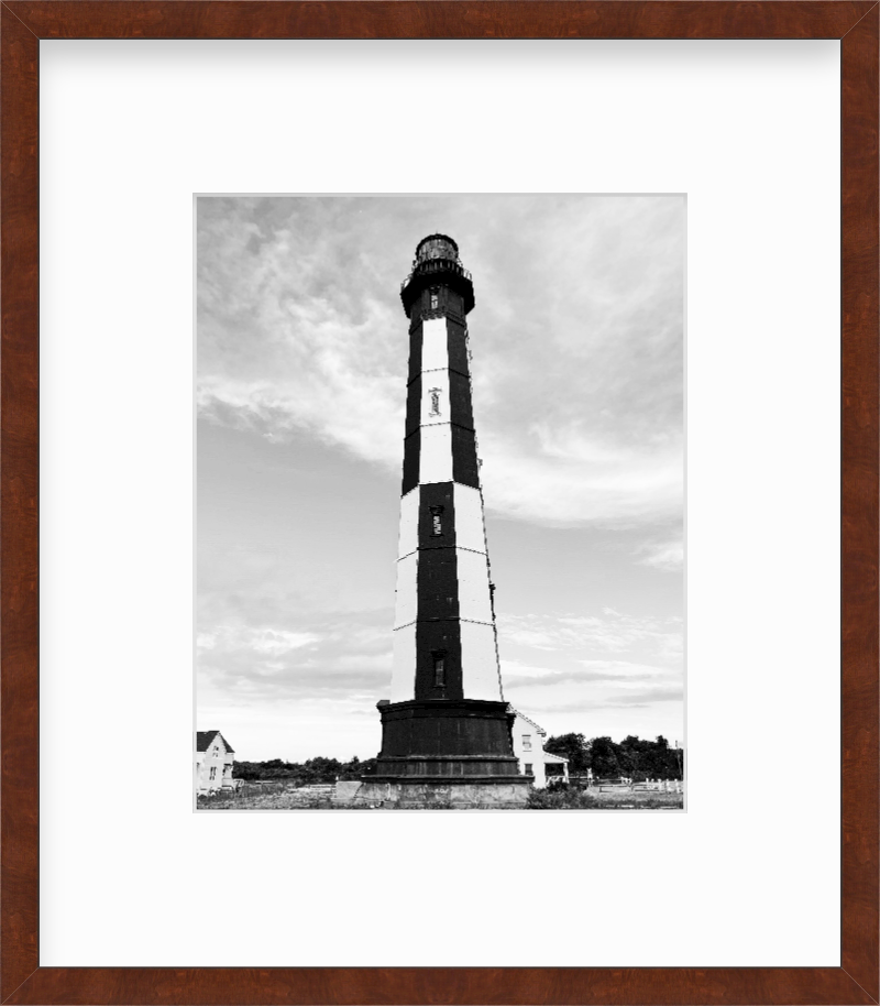 Virginia Cape Henry Lighthouse Virginia Beach Black and White Giclee Travel Print