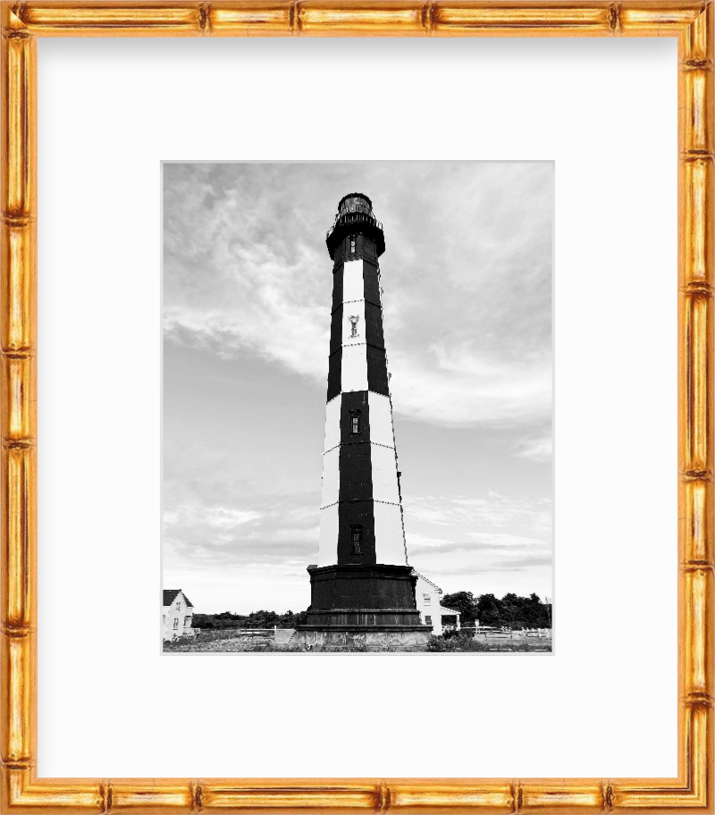 Virginia Cape Henry Lighthouse Virginia Beach Black and White Giclee Travel Print