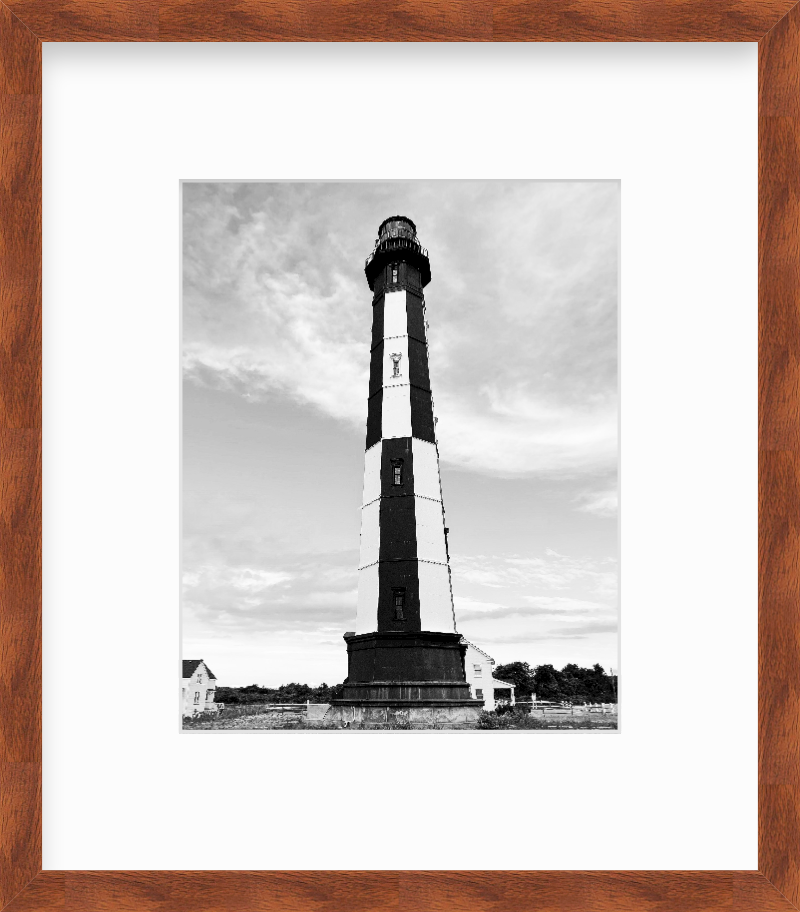 Virginia Cape Henry Lighthouse Virginia Beach Black and White Giclee Travel Print