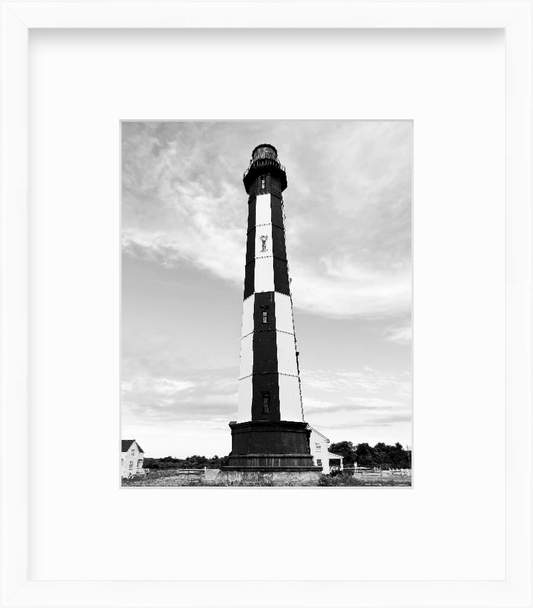 Virginia Cape Henry Lighthouse Virginia Beach Black and White Giclee Travel Print