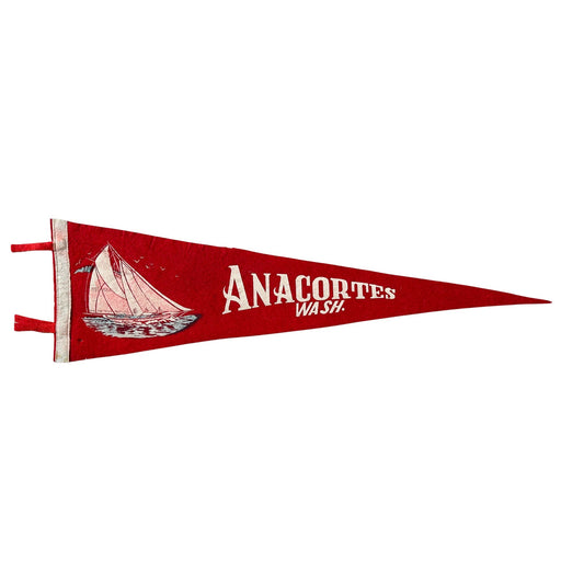 Washington Anacortes Sailboat Red Large Vintage Pennant