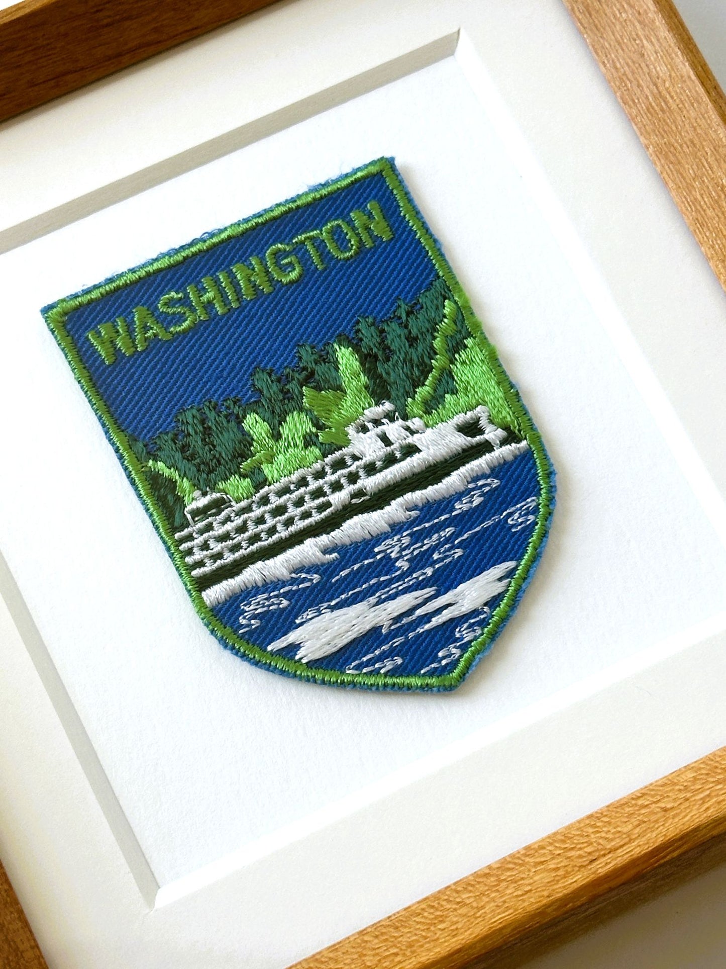 Washington State Ferry Vintage Framed Travel Patch