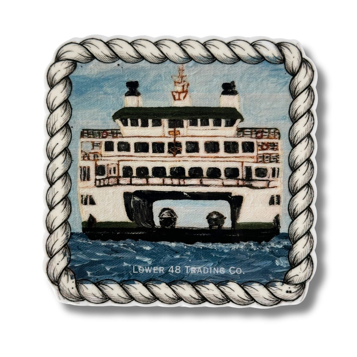 Washington Ferry Painting Weatherproof Sticker Lower 48 Trading Co. 3 Inches