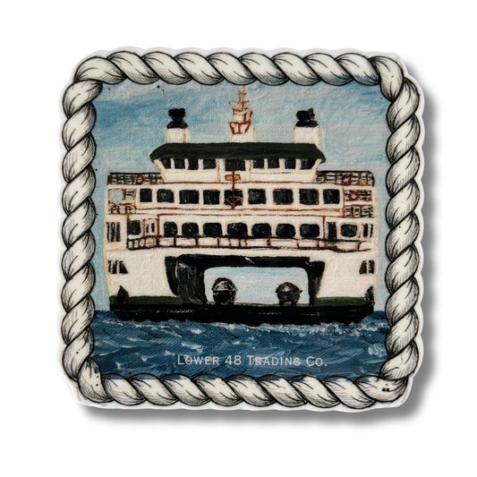 Washington Ferry Painting Weatherproof Sticker Lower 48 Trading Co. 3 Inches