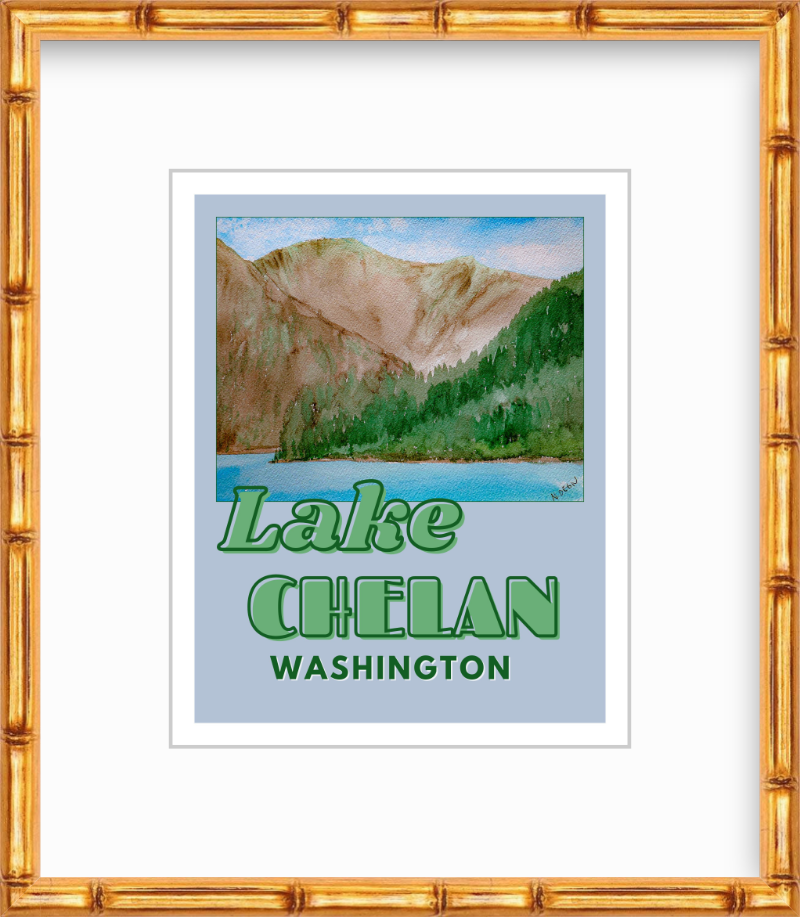 Washington Lake Chelan Giclee Travel Art Print