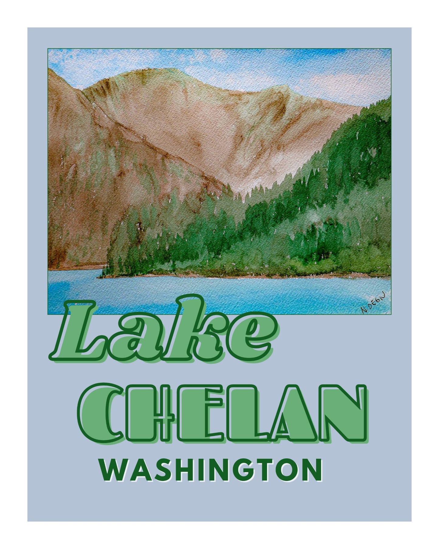 Washington Lake Chelan Giclee Travel Art Print