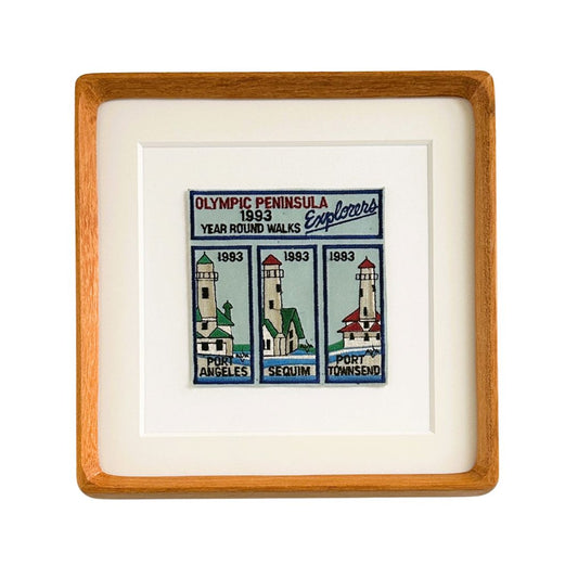 Washington Olympic Peninsula Lighthouses Large Framed Vintage Travel Patch