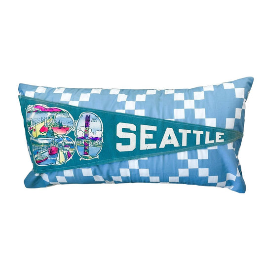 Washington Seattle Vintage 1950s Pennant on New Woven Throw Pillow