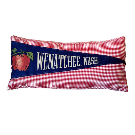 Washington Wenatchee Vintage 1950s Pennant on New Woven Throw Pillow