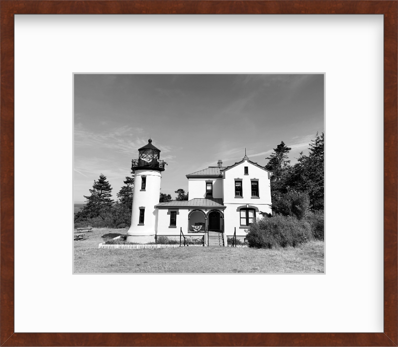 Washington Whidbey Island Admiralty Head Lighthouse in Black and White Giclee Travel Print