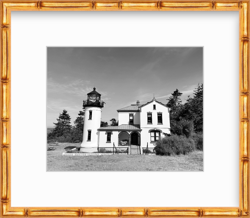 Washington Whidbey Island Admiralty Head Lighthouse in Black and White Giclee Travel Print