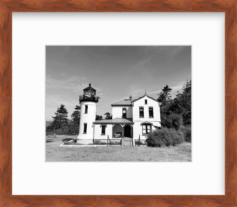 Washington Whidbey Island Admiralty Head Lighthouse in Black and White Giclee Travel Print