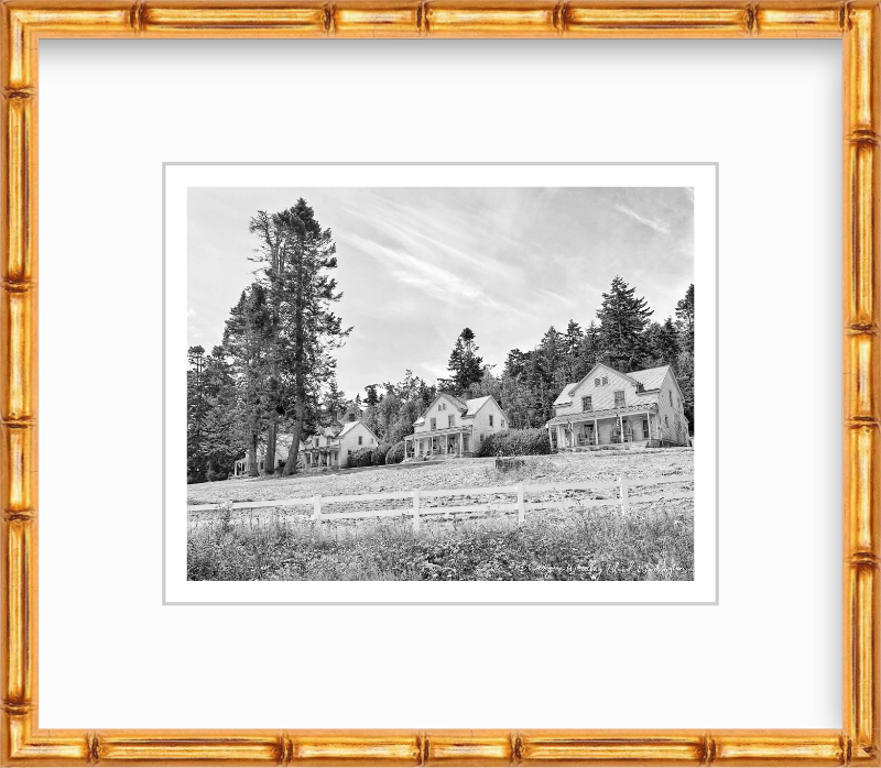 Washington Whidbey Island Fort Casey Houses in Black and White Giclee Travel Print